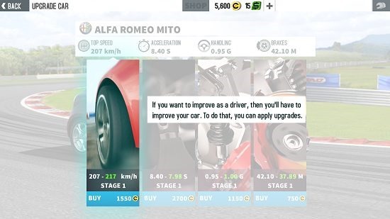 GT Racing 2 vehice upgrades