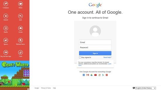 Google MailTouch Main screen