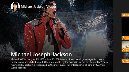 Michael Jackson Videos Main Screen