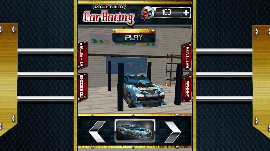 Real Highway Car Racing Main Screen