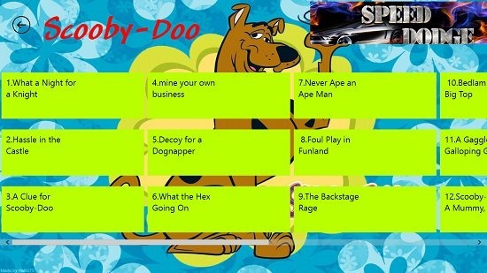 Scooby Doo Episode Selection Screen
