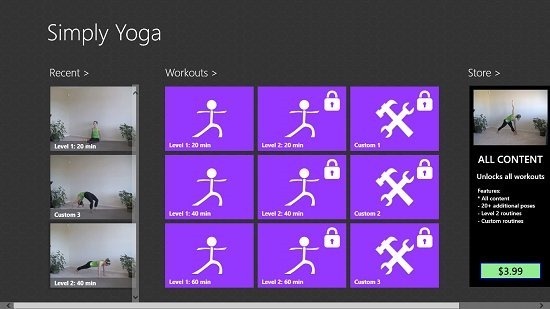Simply Yoga Main Screen