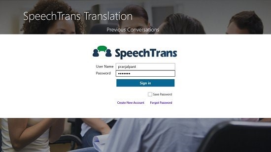 SpeechTrans Translator Main Screen