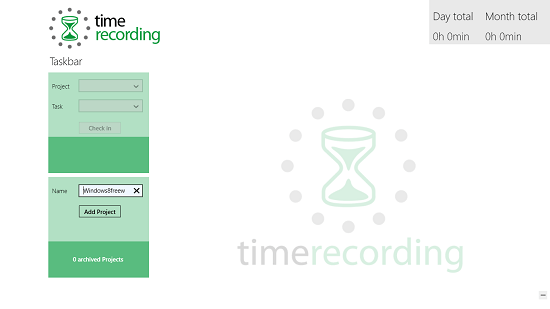 Timerecording main screen