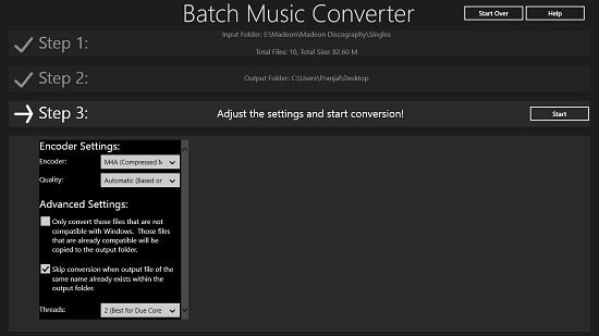 Batch Music Converter Choose Encoder Settings