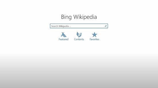 Bing Wikipedia main screen