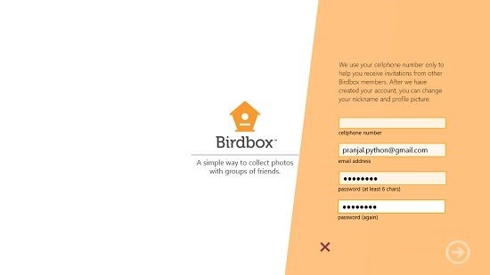 Birdbox sign up