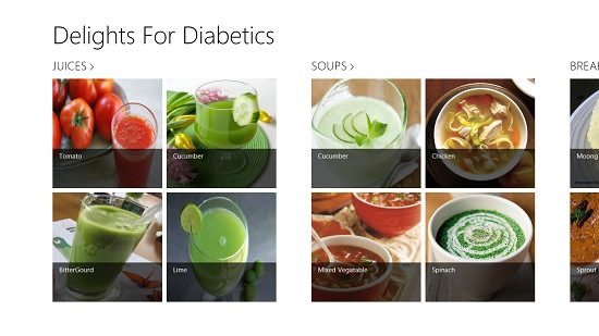 Delights For Diabetics Main Screen