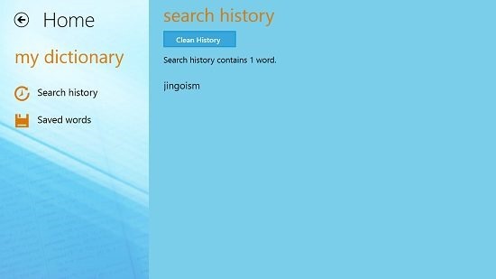 HinKhoj my dictionary search history
