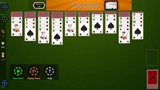 Spider Solitaire HD game options