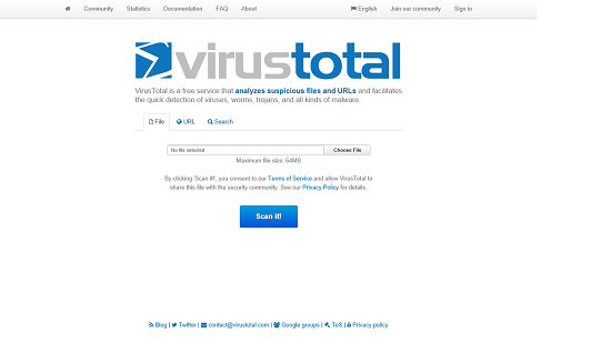Total Virus Scanner Landing page