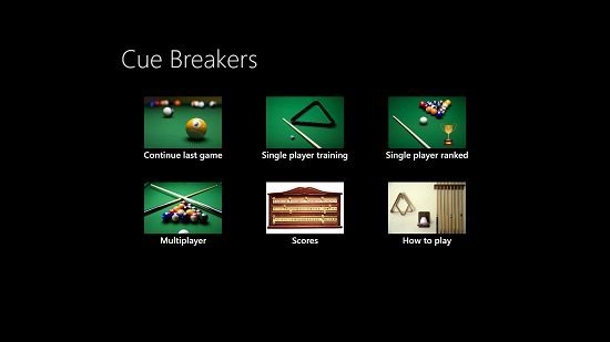 Cue Breakers Main Screen