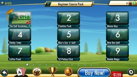 Fairway Solitaire level selection screen