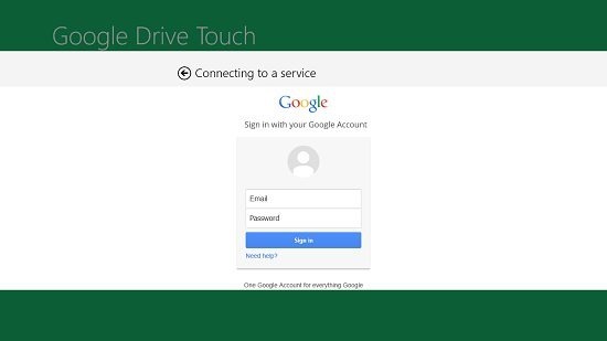 Google Drive Touch main screen