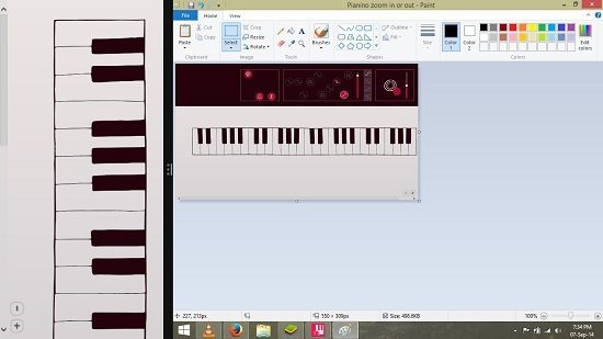Pianino support for snapped mode