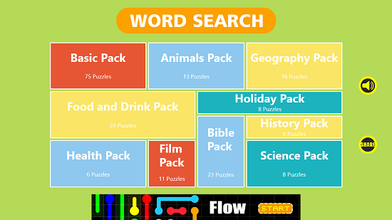 Word Search Main screen