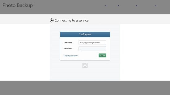 Photo Backup Instagram login credentials
