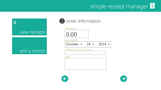 Simple Receipt Manager add receipt