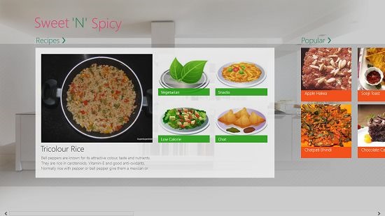 Sweet'N'Spicy Veg Recipes main screen