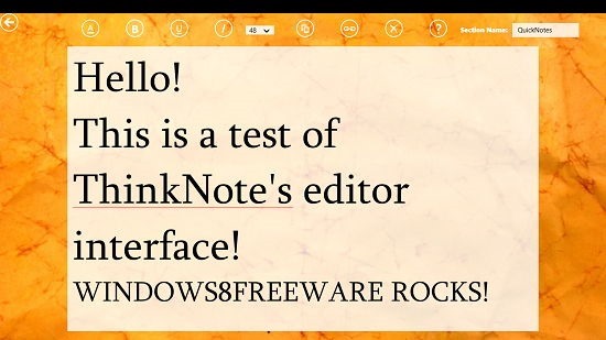 ThinkNote editor interface