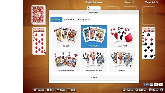 Universal Solitaire settings