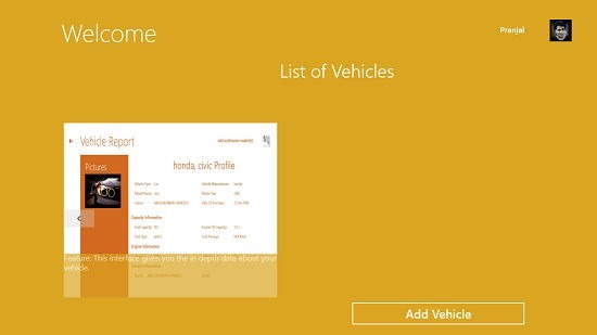 Vehicle Maintenance Scheduler main screen