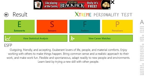 Xtreme Personality Test Personality Result