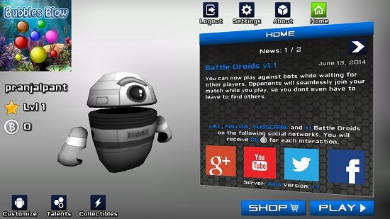 Battle Droids Start Game screen and intro
