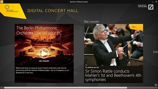 Digital Concert Hall main screen