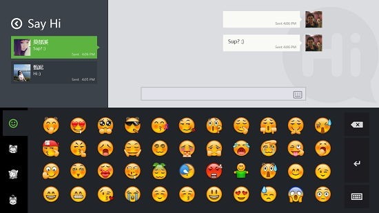 MiTalk chat screen emoticons