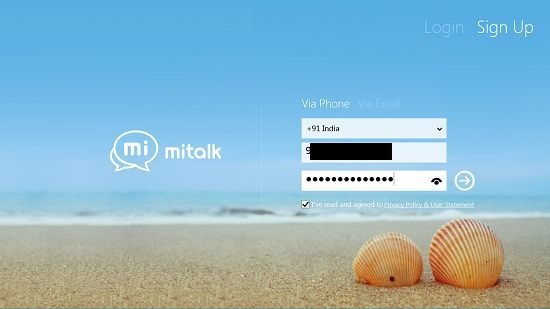 MiTalk sign up