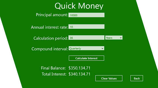 Quick Money Interest Calculator