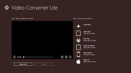 Video Converter Lite Main screen