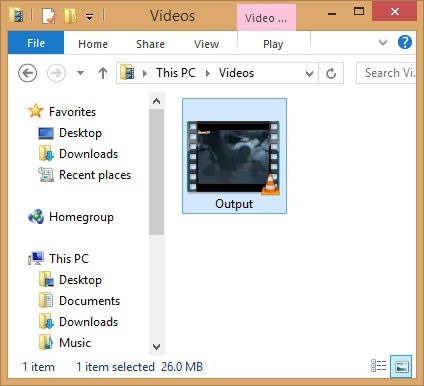 Video Converter Lite converted video
