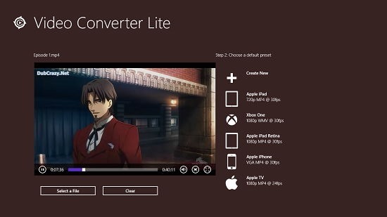 Video Converter Lite video chosen