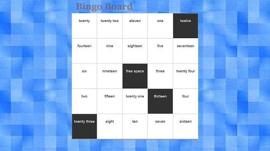 Bingo Board Gameplay