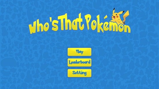 Who's That Pokemon Main Screen