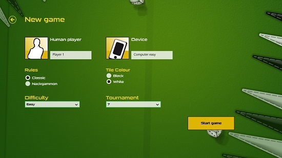 Backgammon Gold Free select difficulty