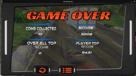 Car Racing Adventure Game Over