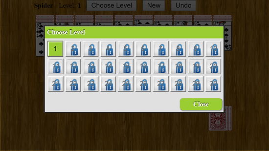 Spider Solitaire    choose level