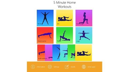 5 minute home workouts select workout type