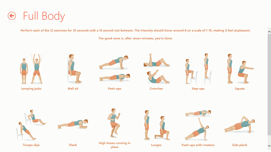 Seven - 7 Minute Workout Challenge exercises involved