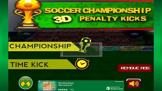 Soccer Championship 3D Main menu