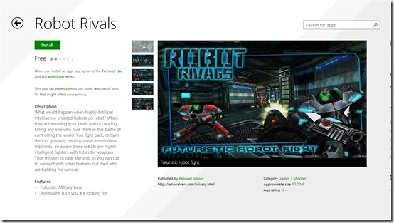Free Shooting Game for Windows 8: Robot Rivals