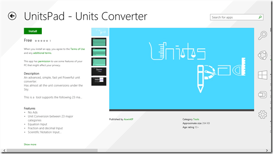 Unit Converter App for Windows 8: UnitsPad